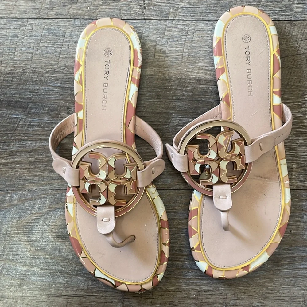 Tory Burch leather logo Miller flip flop Sandals